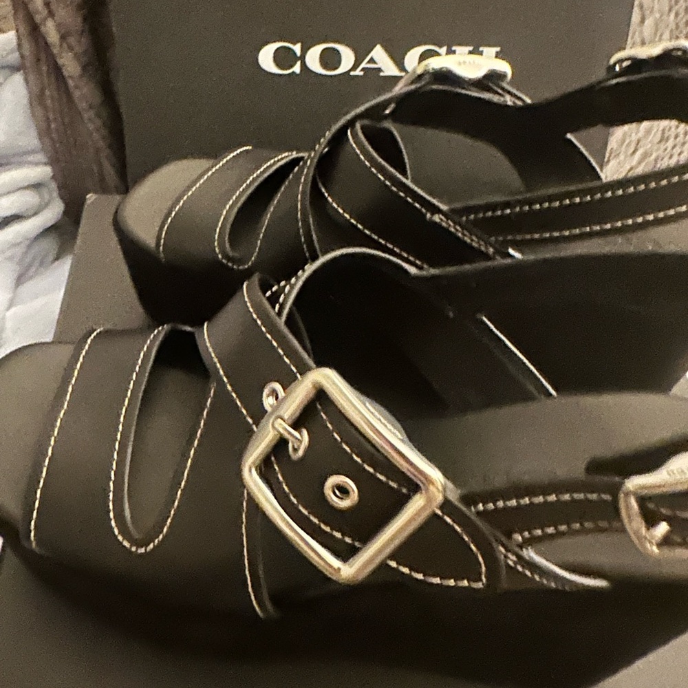 Coach Black Leather Buckle Accessory